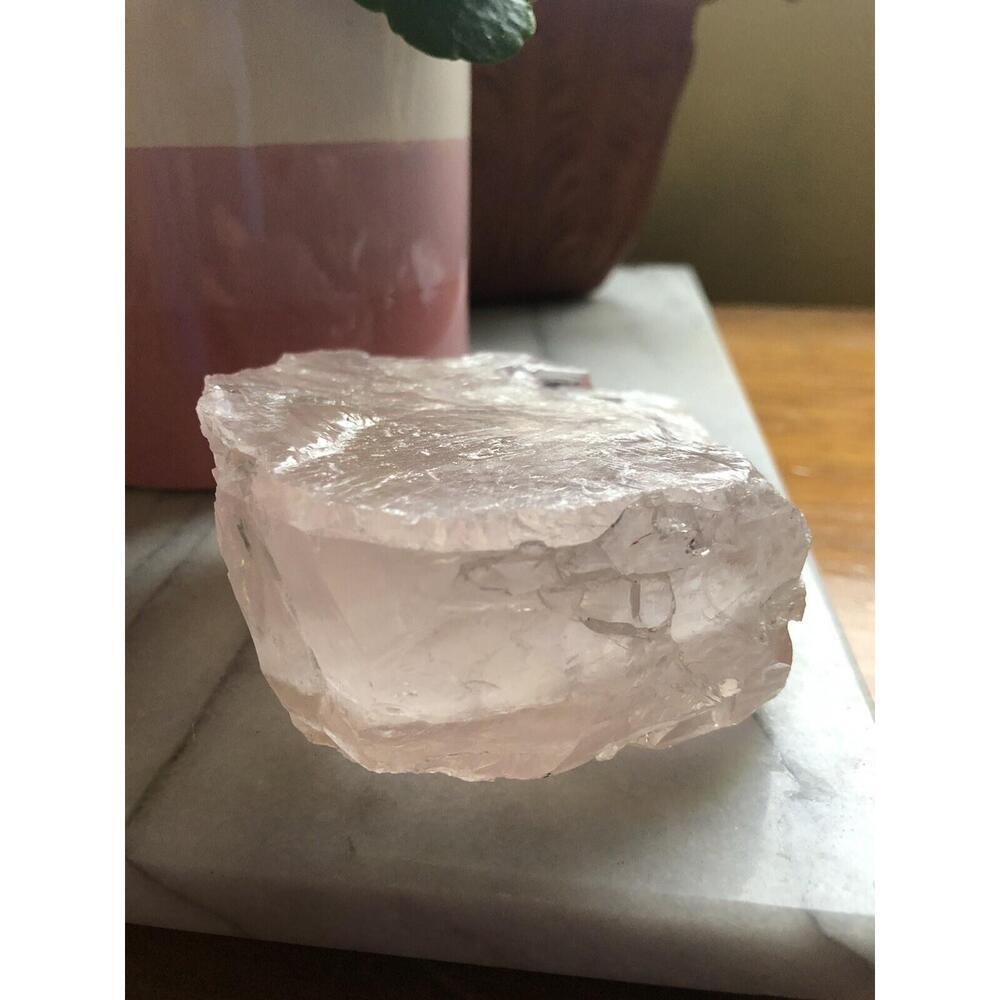 RAW ROSE QUARTZ Stunning Pink Crystal Rainbow Prisms Large Flat Chunk Gemstone